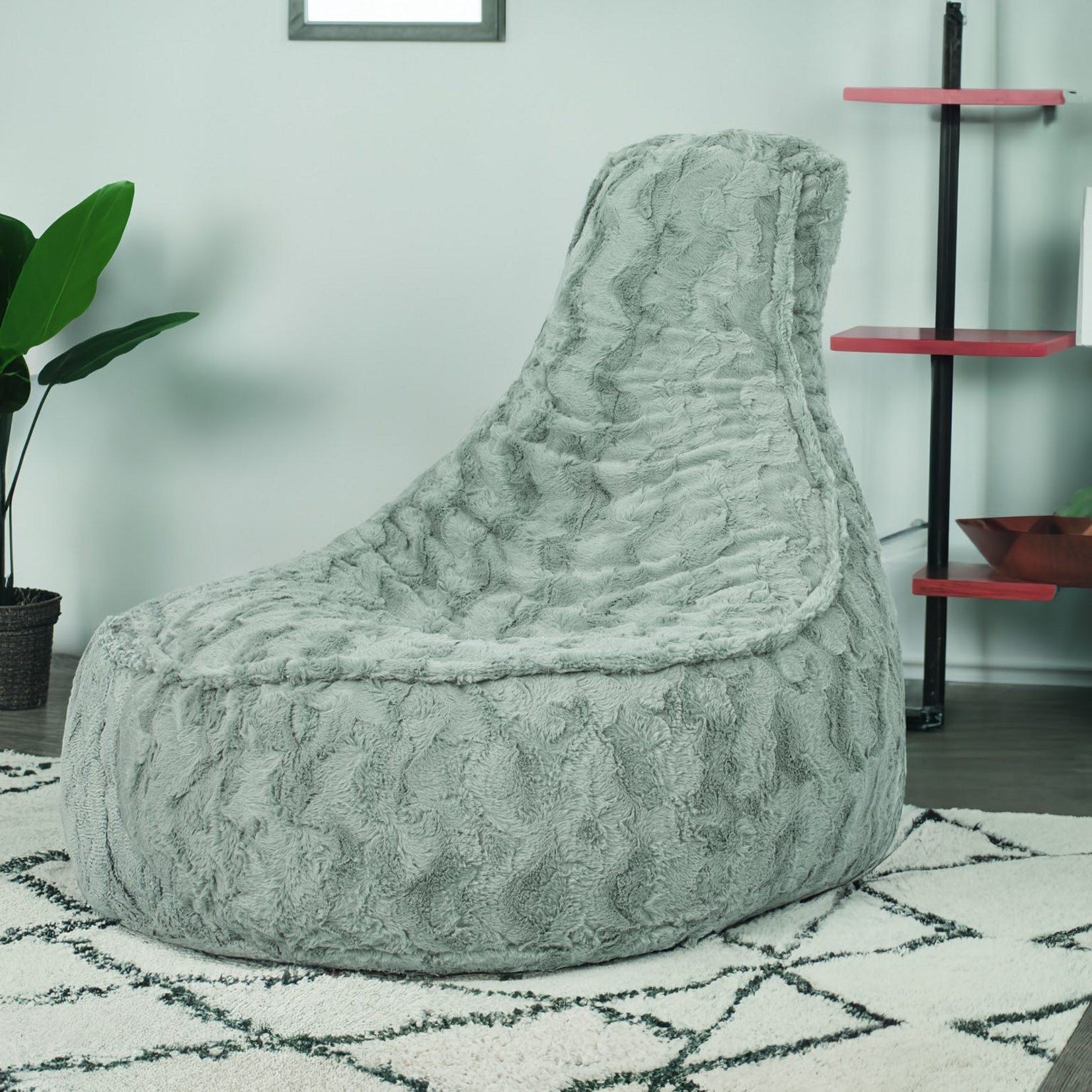 Bobbel Home Bobbel Home - Zitzak Stoelvorm - Florance - Faux fur - Zitstoel - 100 liter - Duurzaam - Voor Binnen - Groen