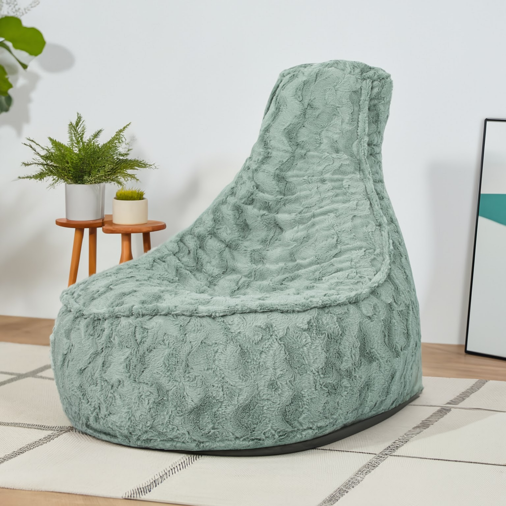 Drop & Sit Beanbag Chair Fur - Petrol - Junior - Indoors