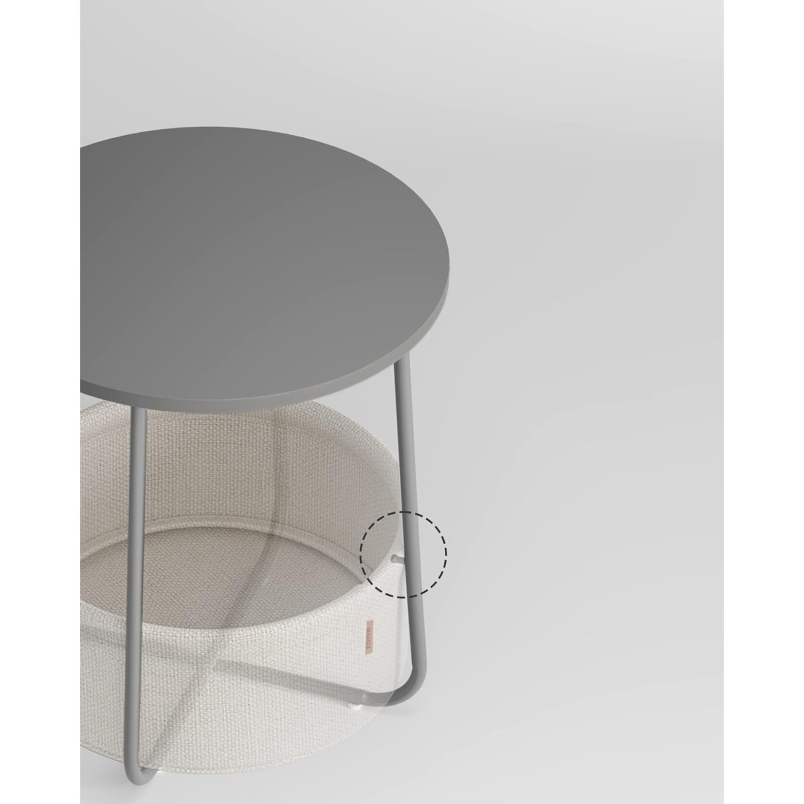 Side table round small table coffee table small living room table with fabric basket storage space for living room bedroom nightstand gray cloud white Gray + cloud white 45 x 45 x 50 cm
