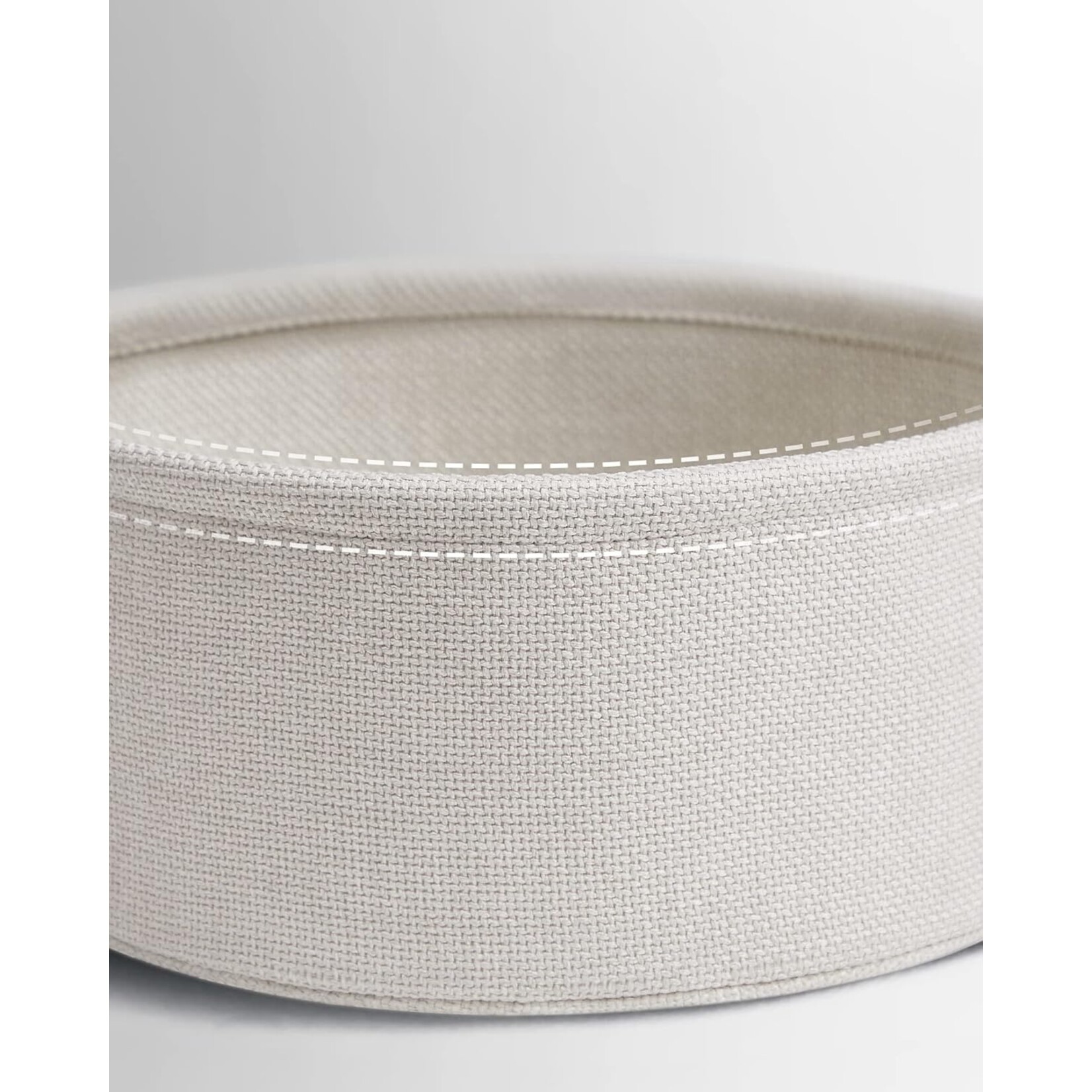 Side table round small table coffee table small living room table with fabric basket storage space for living room bedroom nightstand gray cloud white Gray + cloud white 45 x 45 x 50 cm