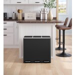 Parya Home 54L Trash Bin - Pedal Bin - Recycling - 3 Compartments - Soft-Close - Inside Bins - Carrying Handles -