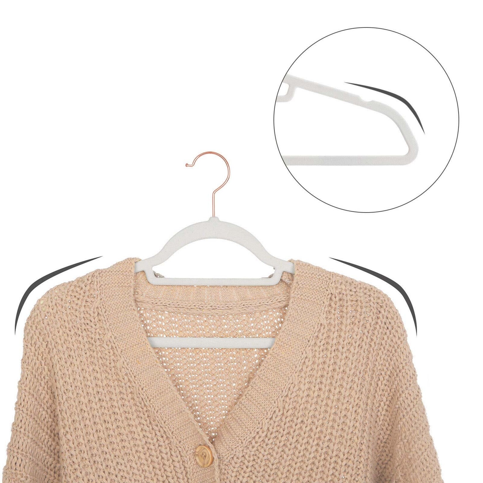 Kledinghangers - kleerhangers- 50 stuks - antislip - premium kwaliteit - duurzaam en dun - 0,5 cm dik - ruimtebesparend - sterk hoogwaardig kunststof - voor volwassenen - 41,5 cm breed - grijsÂ 