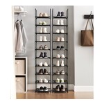 Shoe rack with 10 levels, shoe rack, 33 x 33 x 173 cm, metal frame, fleece fabric, for entryway, bedroom, black