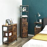 Opbergkast - Staande Kast - Industrieel - Smalle Badkamer Kast - 3 Open Planken - 37 x 30 x 167 cm - Rustiek Bruin