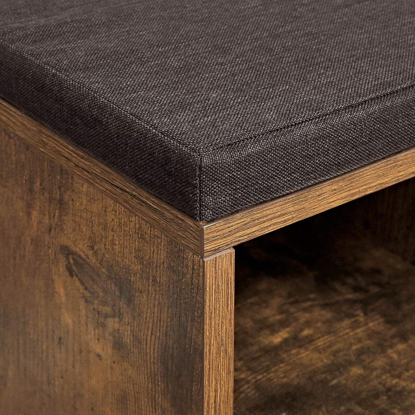 Parya Home Vintage Schoenenbank met Bekleding – Schoenenrek met 10 Vakken voor Entree, Gang of Slaapkamer (104x30x48 cm)