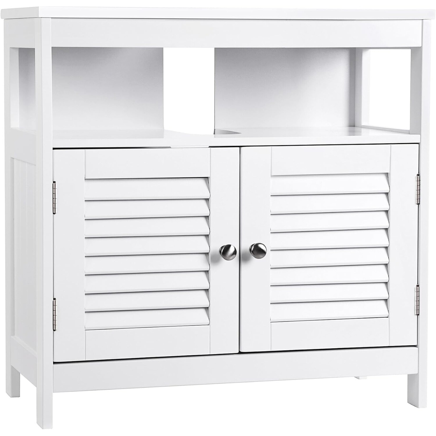 Parya Home Sink base cabinet, base cabinet without sink, storage, lots of storage, bathroom cabinet with slatted doors, 2 compartments, white, 60 x 60 x 30 cm (W x H x D)