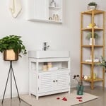 Sink base cabinet, base cabinet without sink, storage, lots of storage, bathroom cabinet with slatted doors, 2 compartments, white, 60 x 60 x 30 cm (W x H x D)