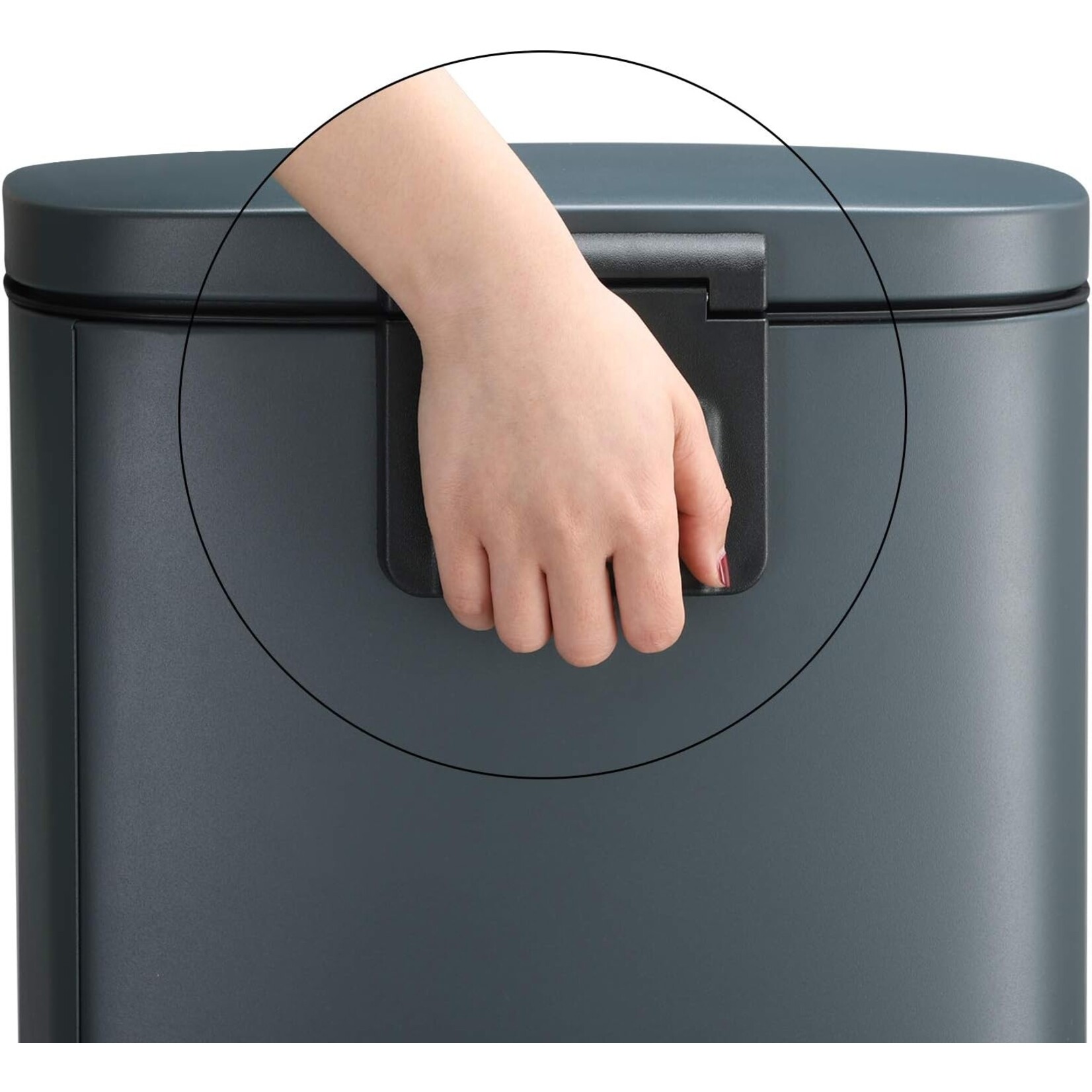 Parya Home Waste garbage can for kitchen, 30L waste garbage can with pedal, pedal bin with plastic inner bucket, hinged lid, softclose, odorproof and hygienic, smoke gray