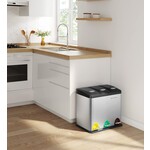 Parya Home garbage can waste garbage can with inner bucket waste separation systems pedal bin stainless steel (24 liters 3x8L)