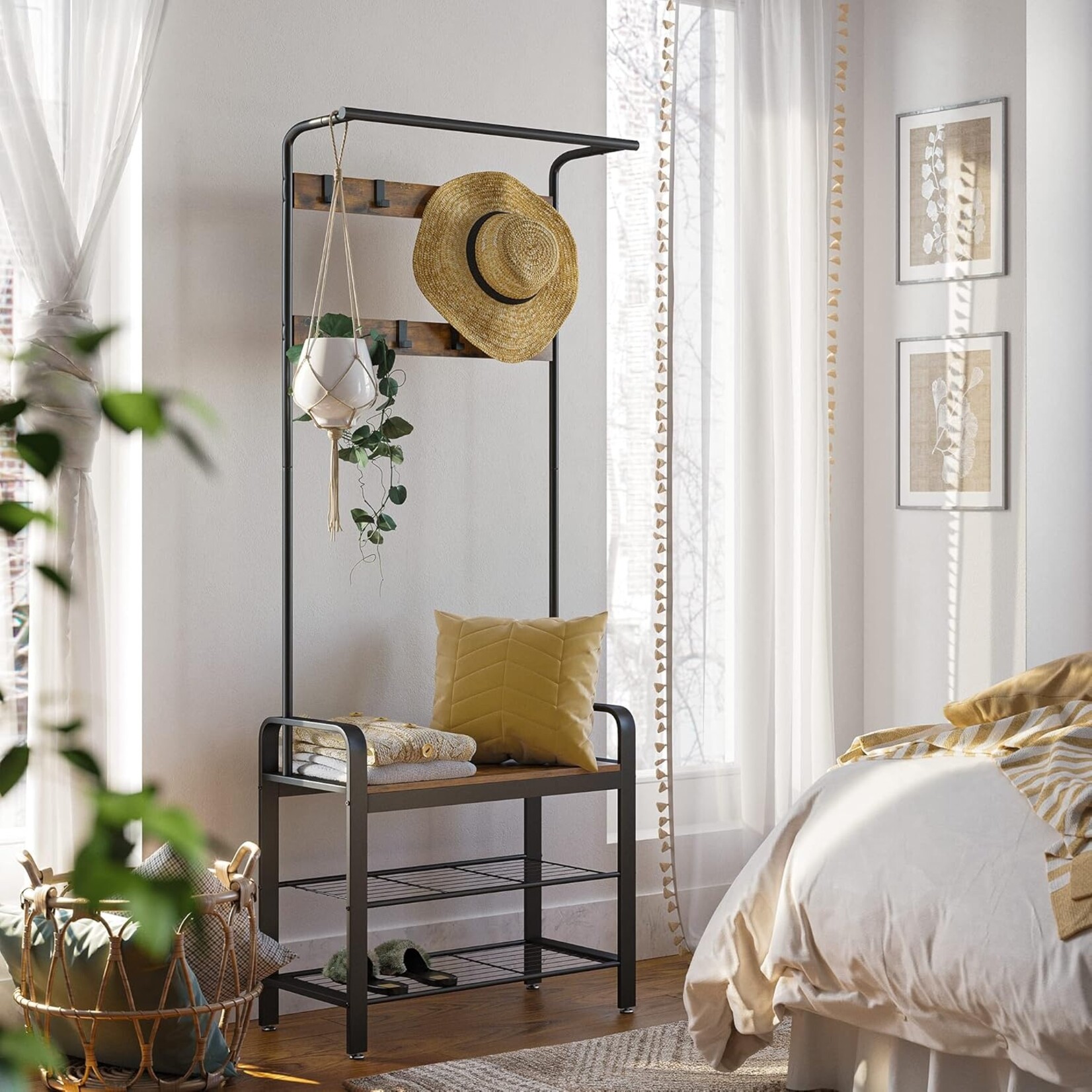 Bobbel Home Staande Kapstok - Schoenenrek - Vintage - 9 Haken