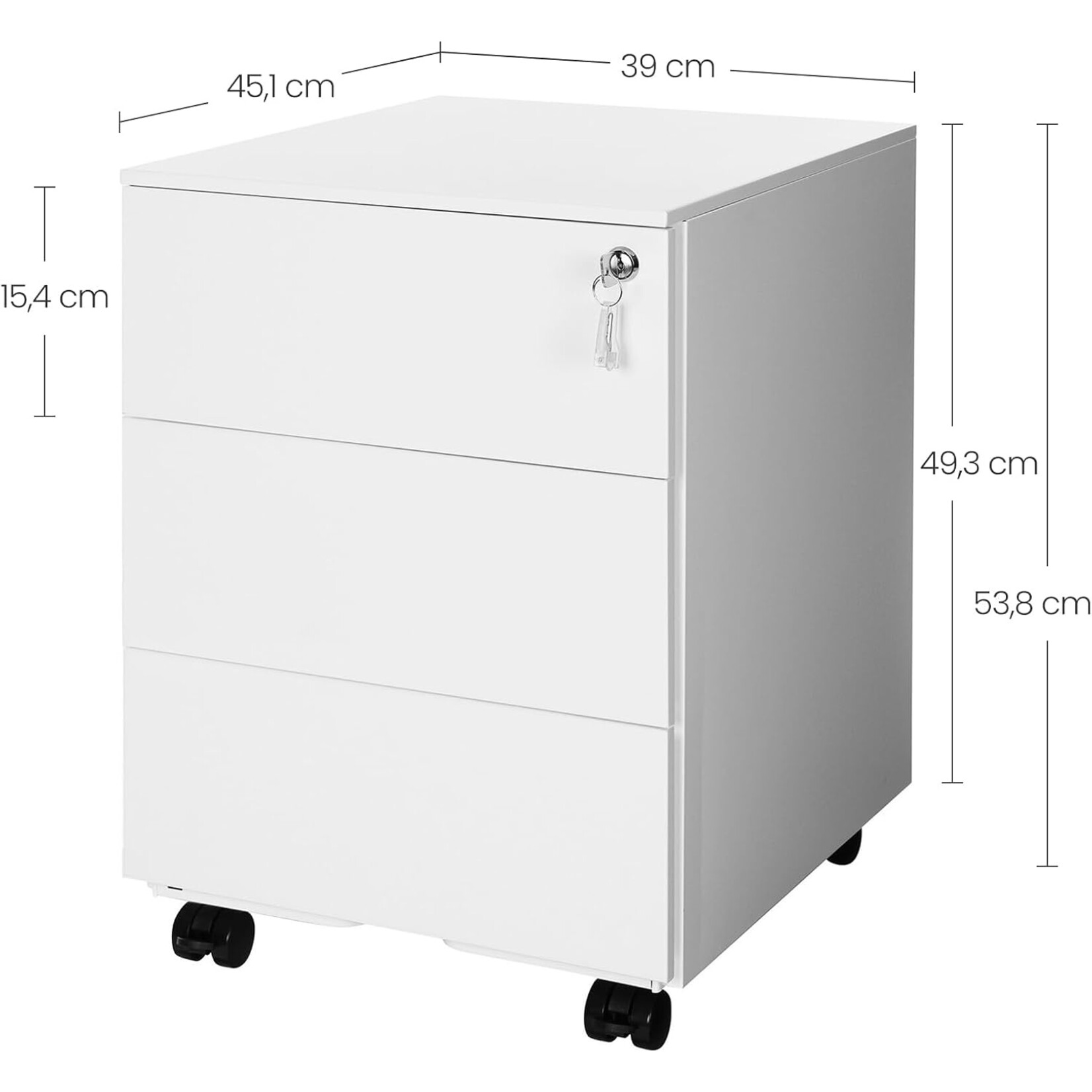 Bobbel Home Roll container - With 3 drawers - Pre-assembled - White