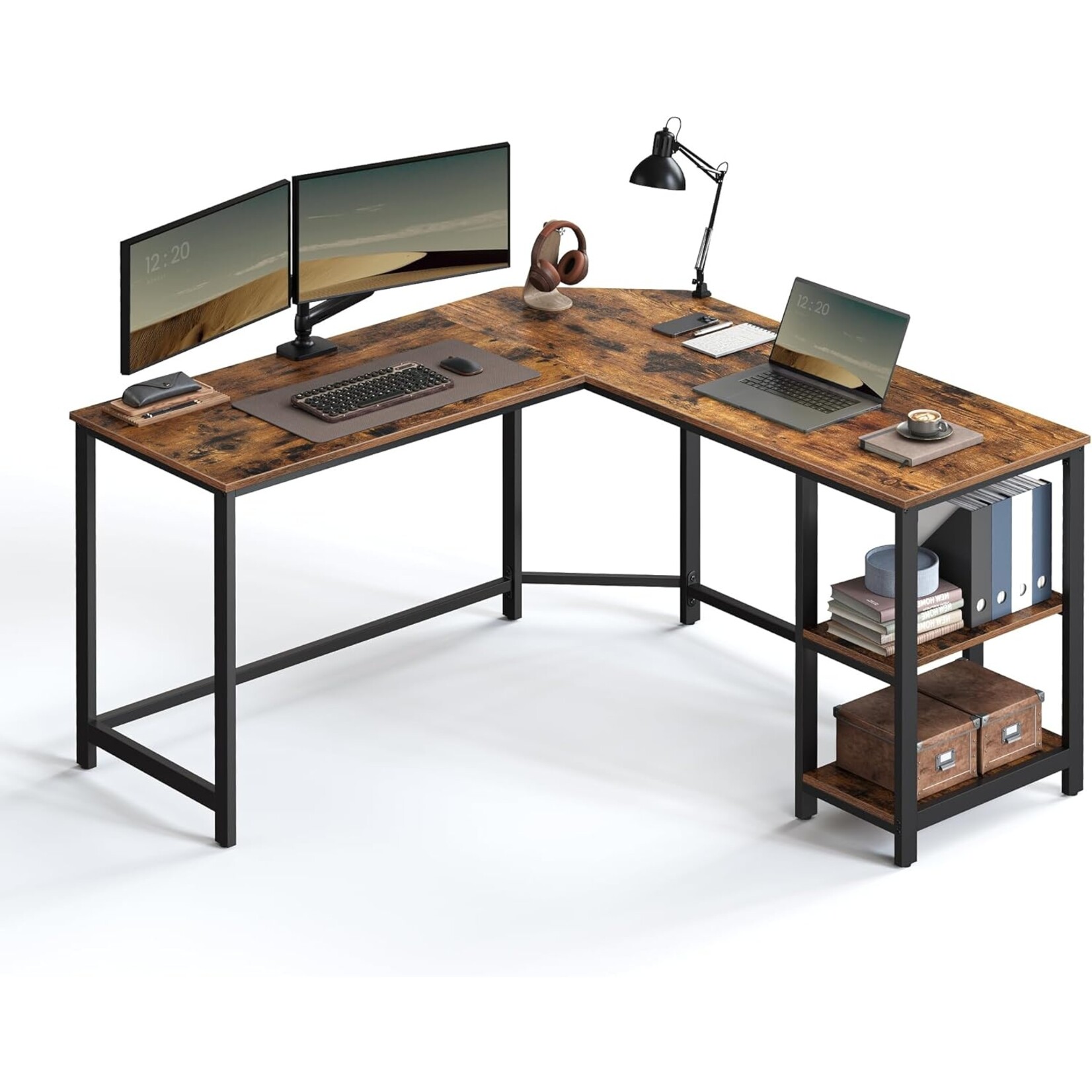 Bobbel Home Industrial Corner Desk - L-shaped - MDF / Metal
