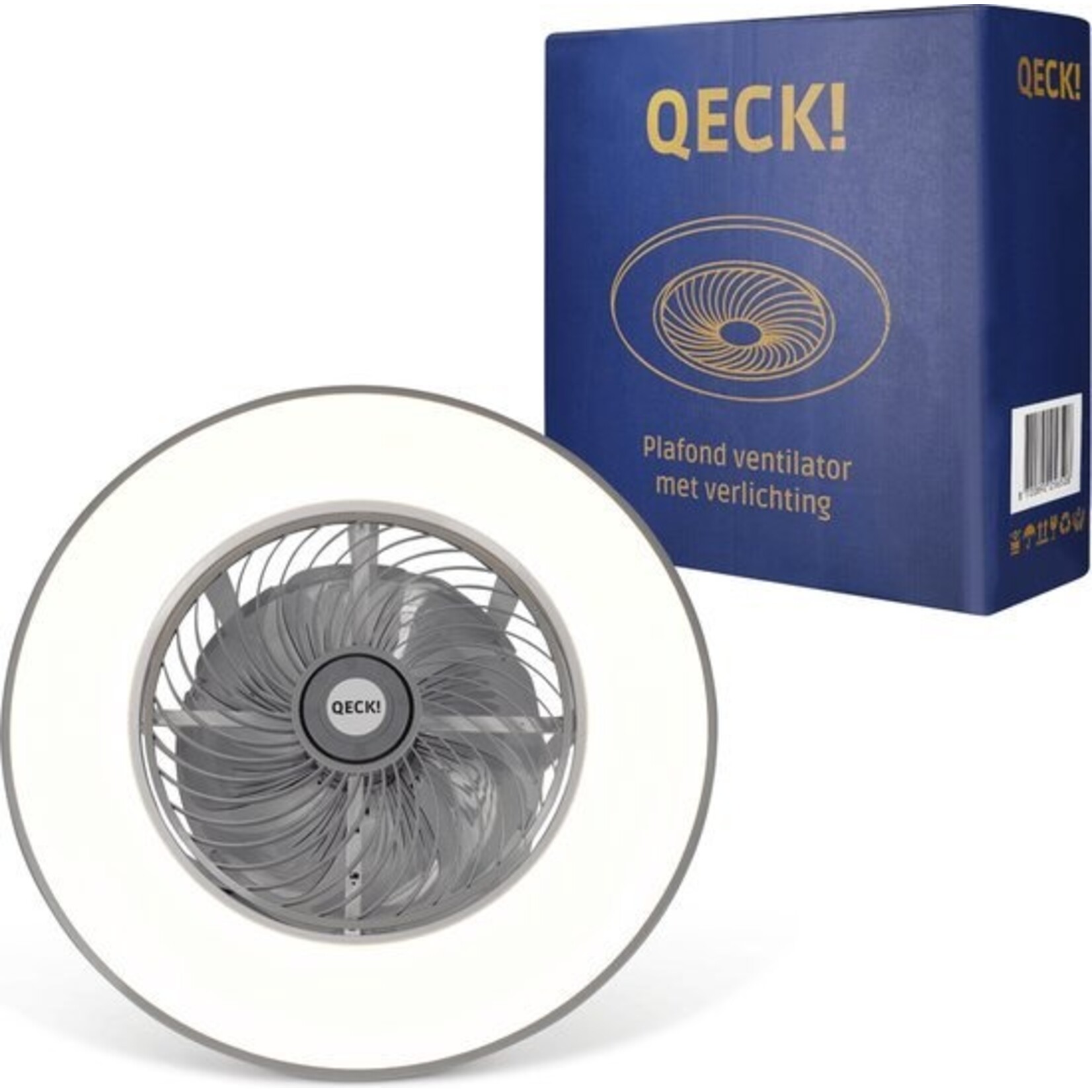 Qeck QECK!® Plafonventilator - Plafondventilator - met Verlichting – Energiezuinig – Warme&Koude Lucht – Geruisloos – met Afstandsbediening – Zomer en Winter Functie - Ø52 cm