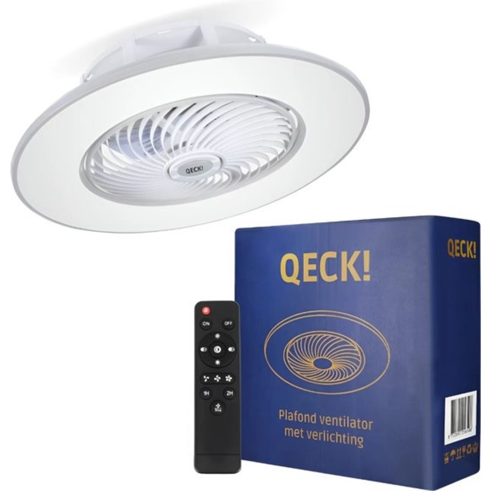 Qeck QECK!® Plafonventilator - Plafondventilator - met Verlichting – Energiezuinig – Warme&Koude Lucht – Geruisloos – met Afstandsbediening – Zomer en Winter Functie - Ø52 cm