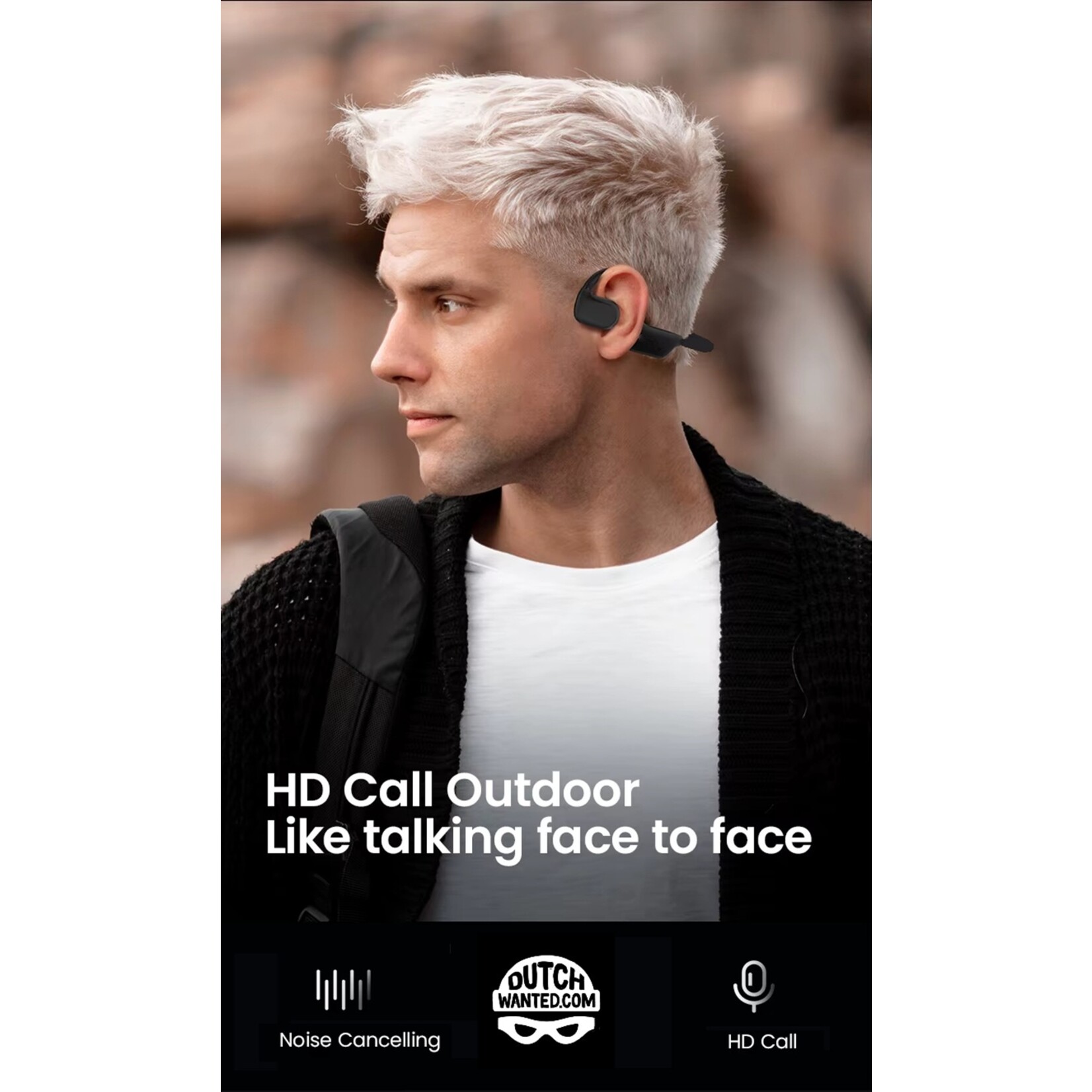 Dutch Wanted Dutch Wanted RunS22 - Hardloop oordopjes - Draadloze oordopjes - Sporthoofdtelefoon - Wireless oordopjes - Sport oortjes - Noise cancelling - Zwart