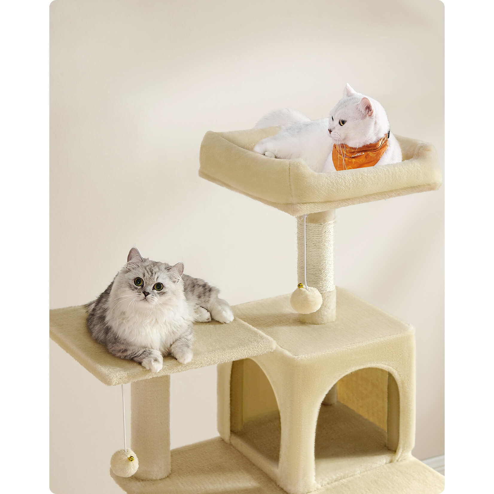 Bobbel Home Bobbel Home - cat tree - 143 cm - stable cat tree with cat house - Multi level- Beige