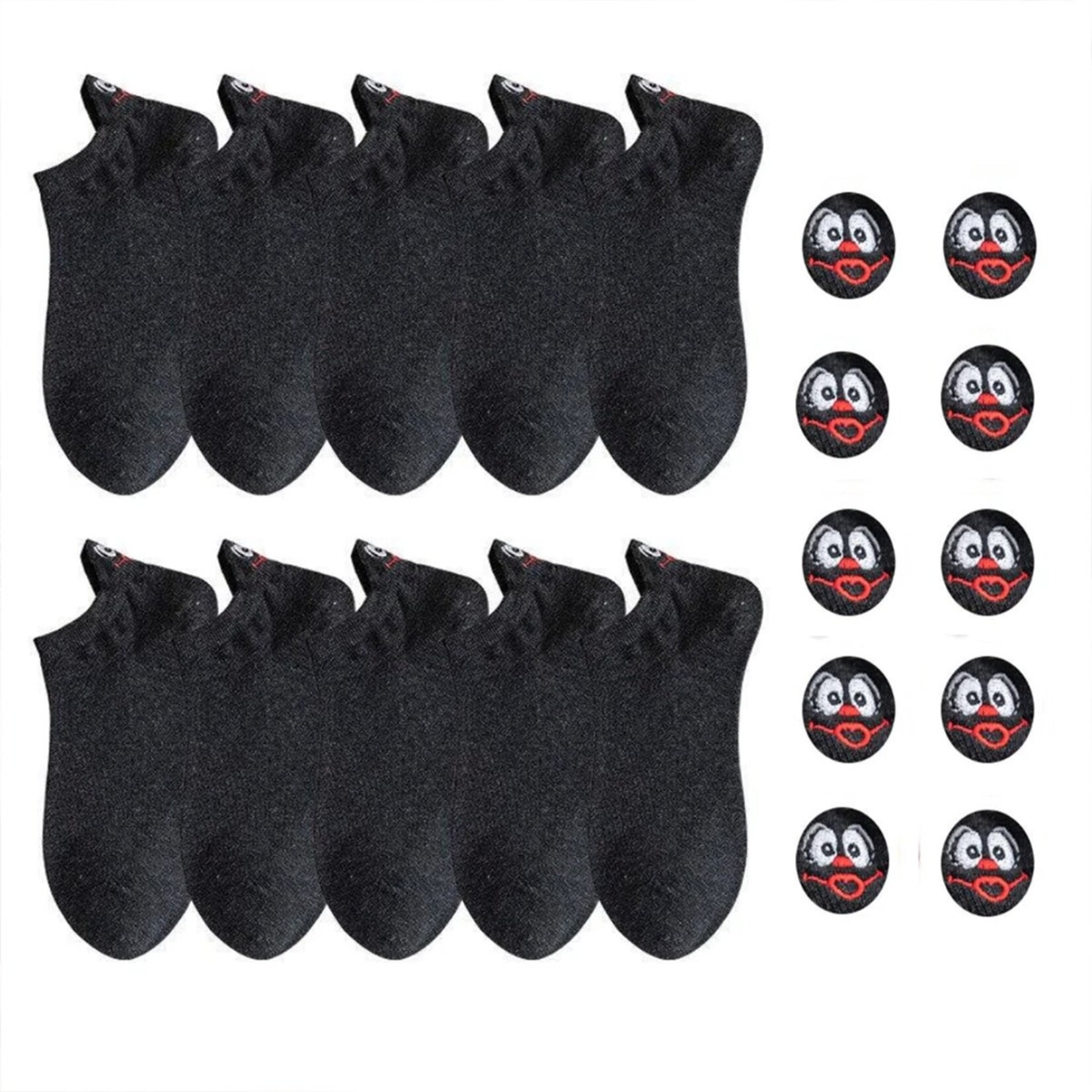 Parya Smiling Socks® 10-Pack - Fun Socks - Female/Male - Size 42-48 - Funny socks - Cotton - Gift for her - Non-slip socks - One size socks - Black