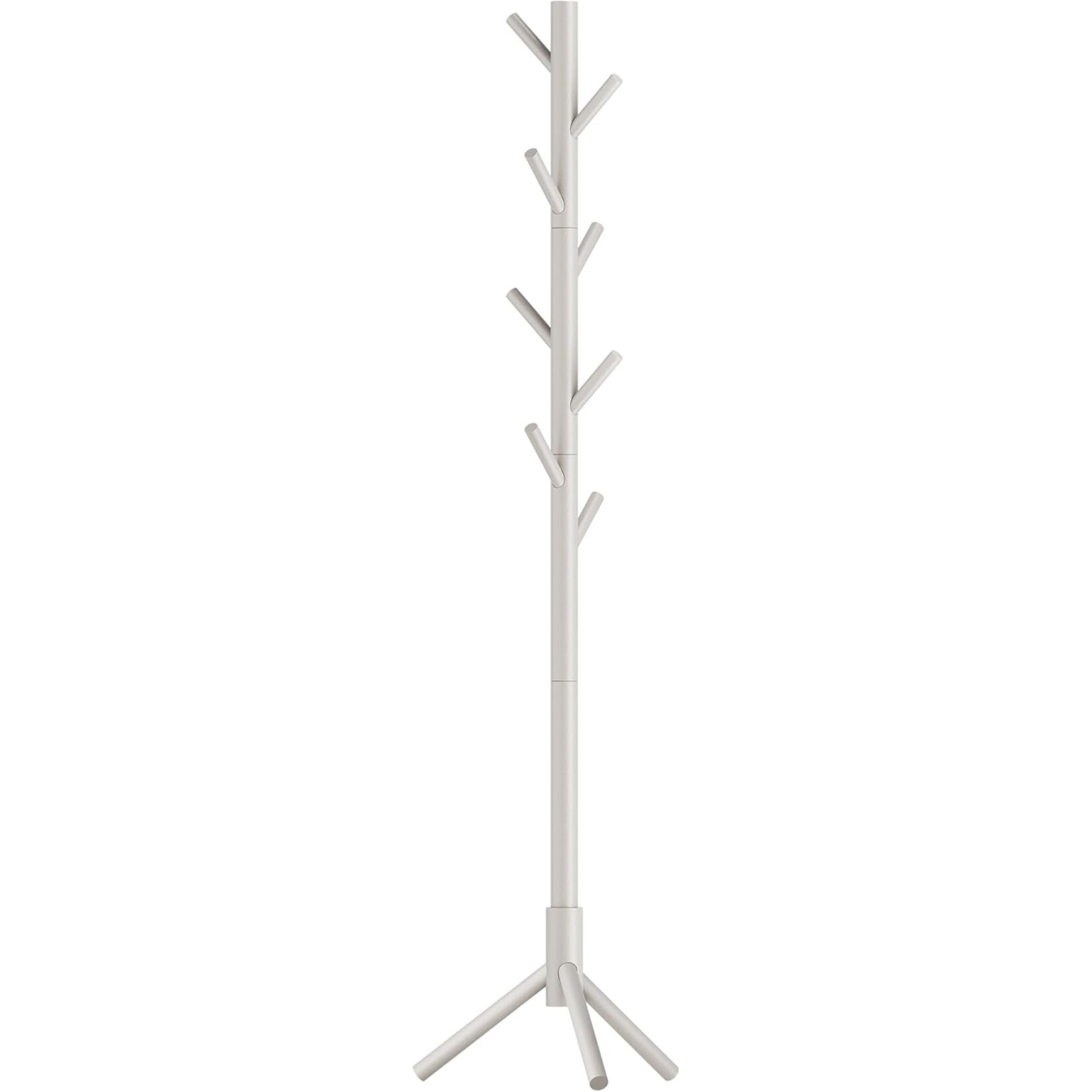Parya Home Tree-shaped Coat Rack – Solid wood coat rack with 8 hooks and 3 adjustable heights, cappuccino beige