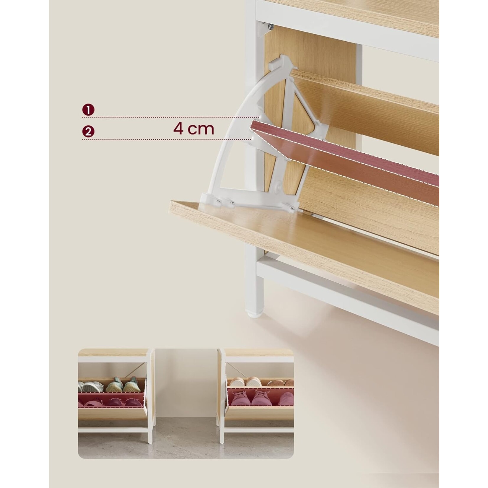 Parya Home Parya Home Modern Wardrobe – Coat rack with shoe cabinet, clothes rack and bench, oak-white