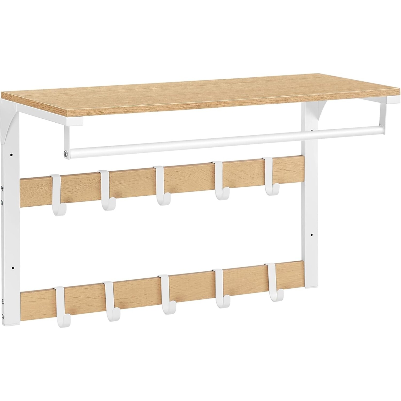 Parya Home Parya Home Wandkapstok met Opbergruimte – Halorganizer met kleerhanger, ruimtebesparend, 30 x 65 x 42 cm, bruin-wit