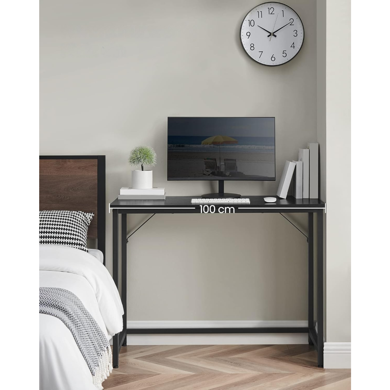 Parya Home Compact Bureau – Modern computerbureau met metalen frame, 50 x 100 x 76 cm, zwart