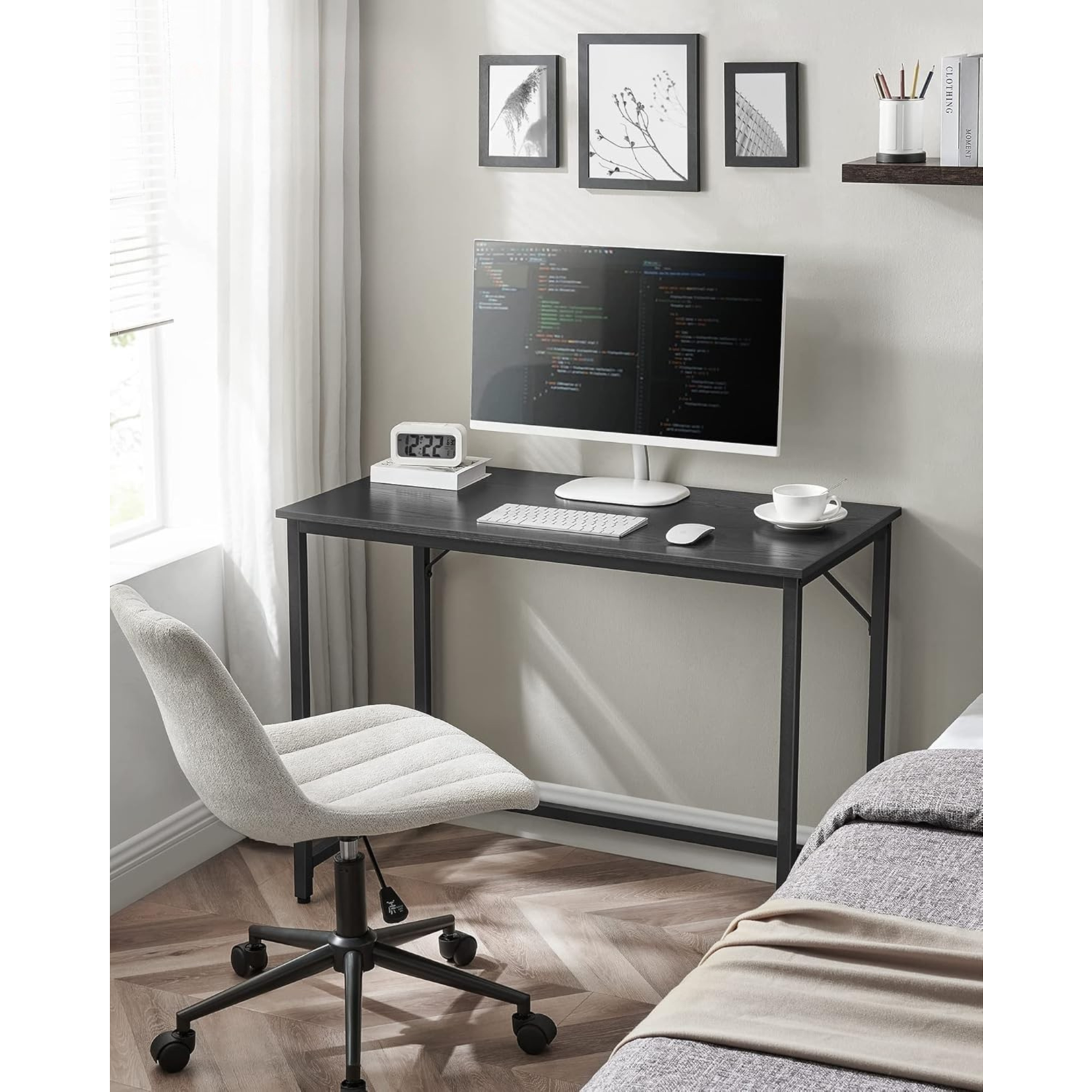 Parya Home Compact Bureau – Modern computerbureau met metalen frame, 50 x 100 x 76 cm, zwart
