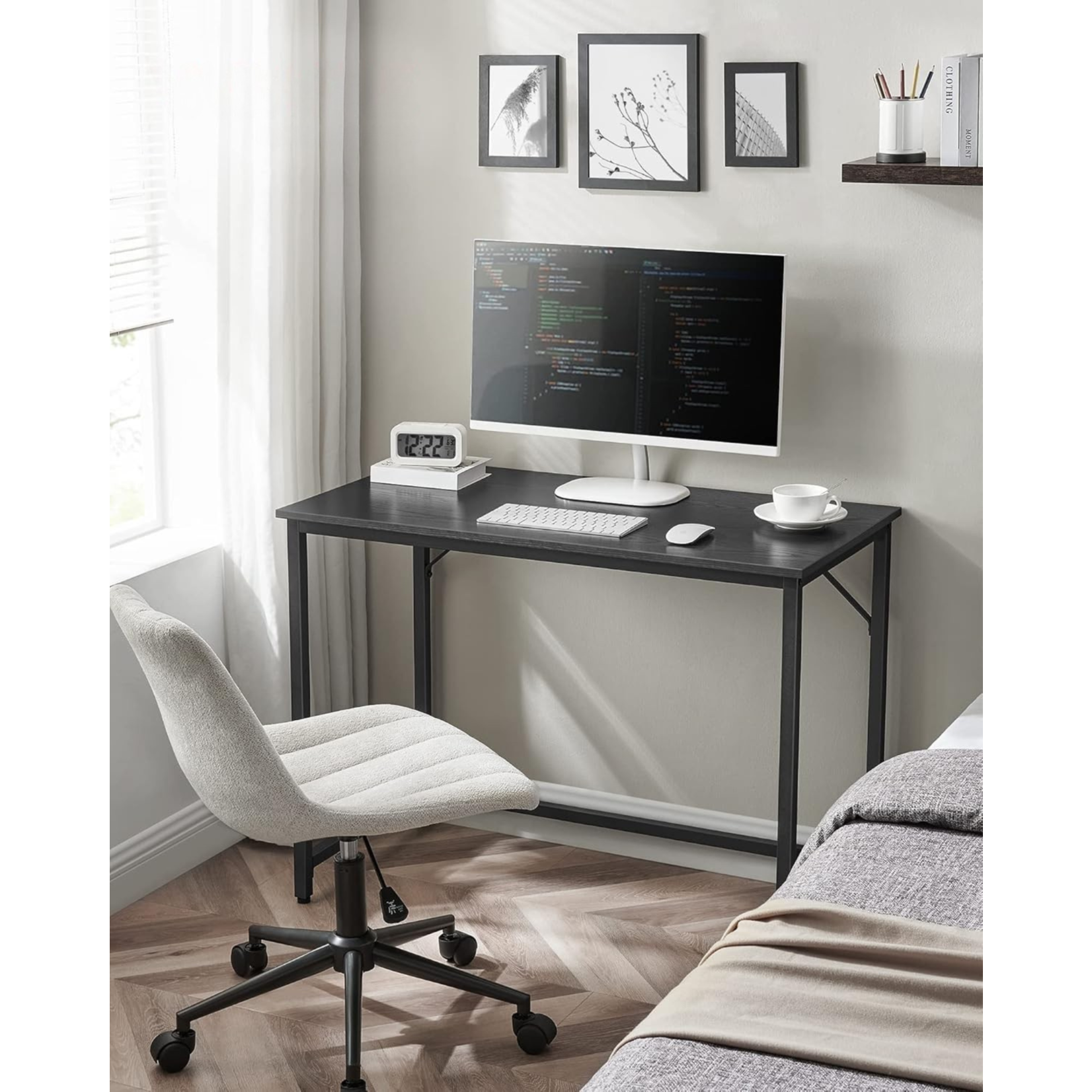 Parya Home Parya Home Compact Bureau – Modern computerbureau met metalen frame, 50 x 100 x 76 cm, zwart