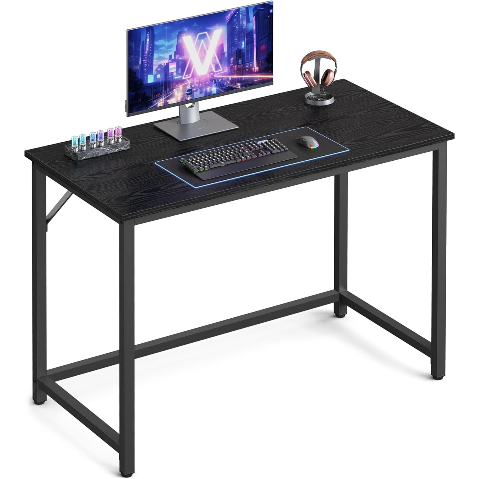 Parya Home Compact Bureau – Modern computerbureau met metalen frame, 50 x 100 x 76 cm, zwart
