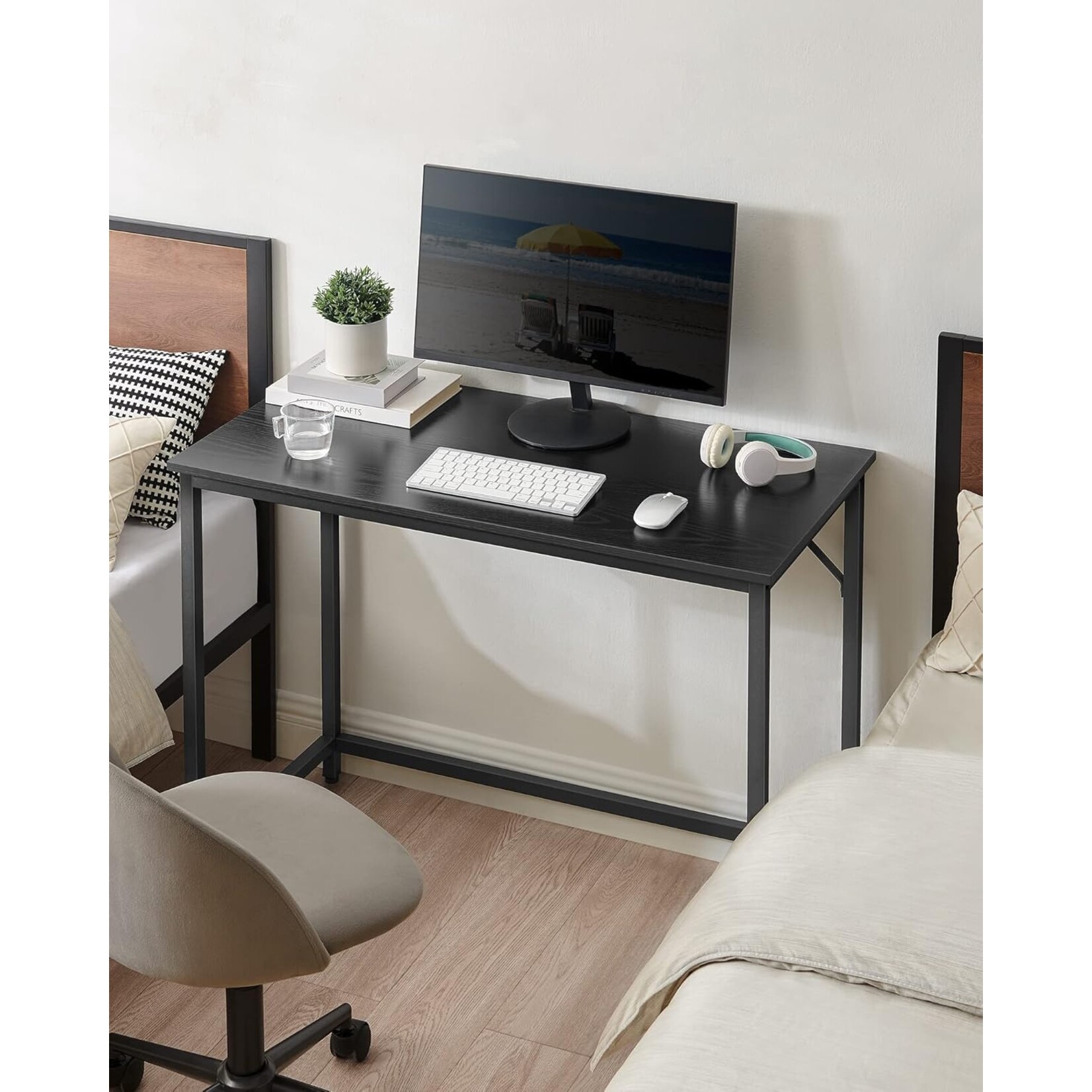 Parya Home Compact Desk – Modern computer desk with metal frame, 50 x 100 x 76 cm, black
