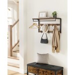 Parya Home Wandkapstok met Plank, vintage bruin-zwart