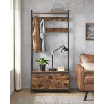Parya Home Parya Home Industrial coat rack with shoe cabinet, vintage brown-black