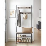 Parya Home Parya Home 3-in-1 Coat Rack with Shoe Rack, gray-black