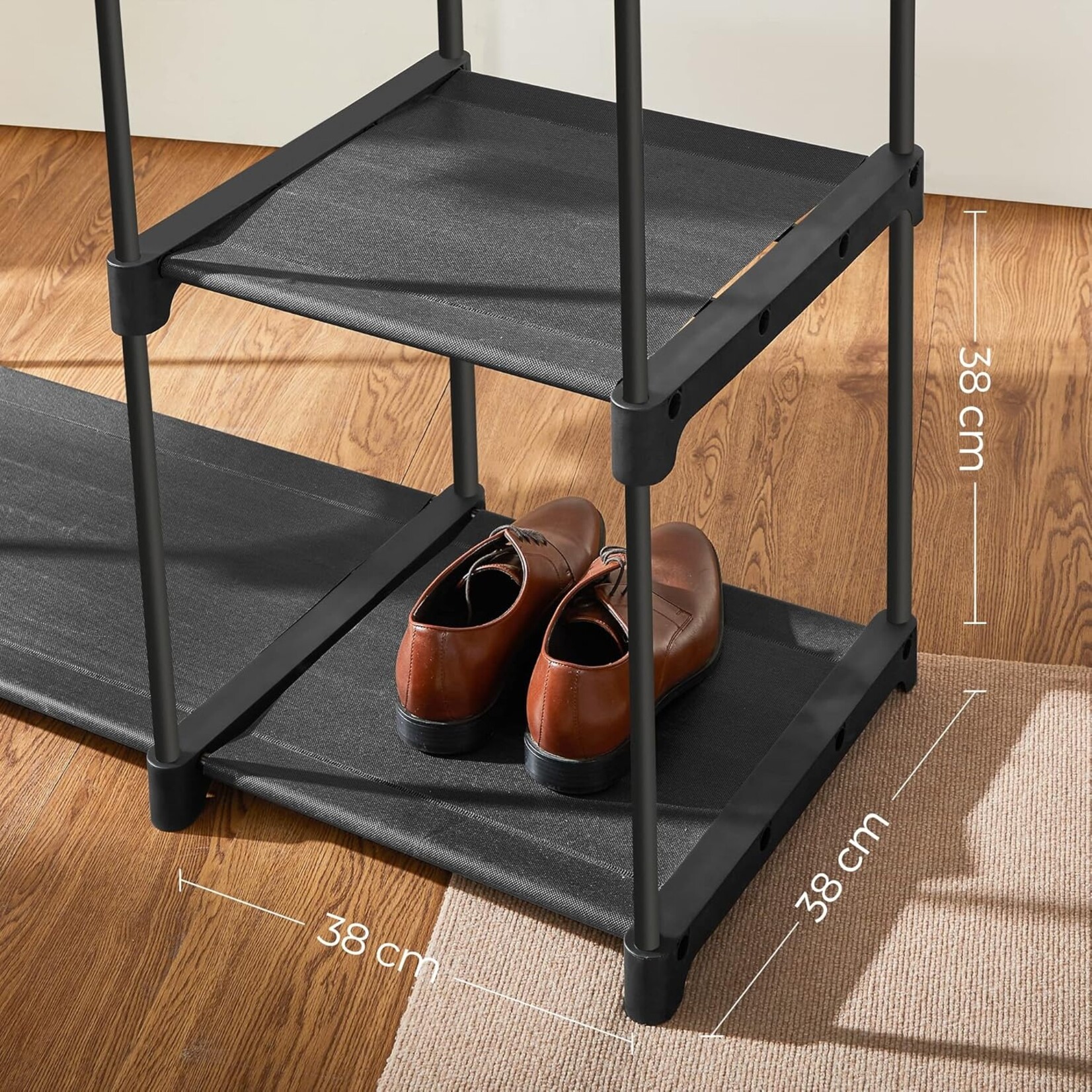 Parya Home Stable Clothes Rack – Freestanding, foldable with clothes rods, ideal for dressing room or bedroom, 112 x 43 x 165 cm, black