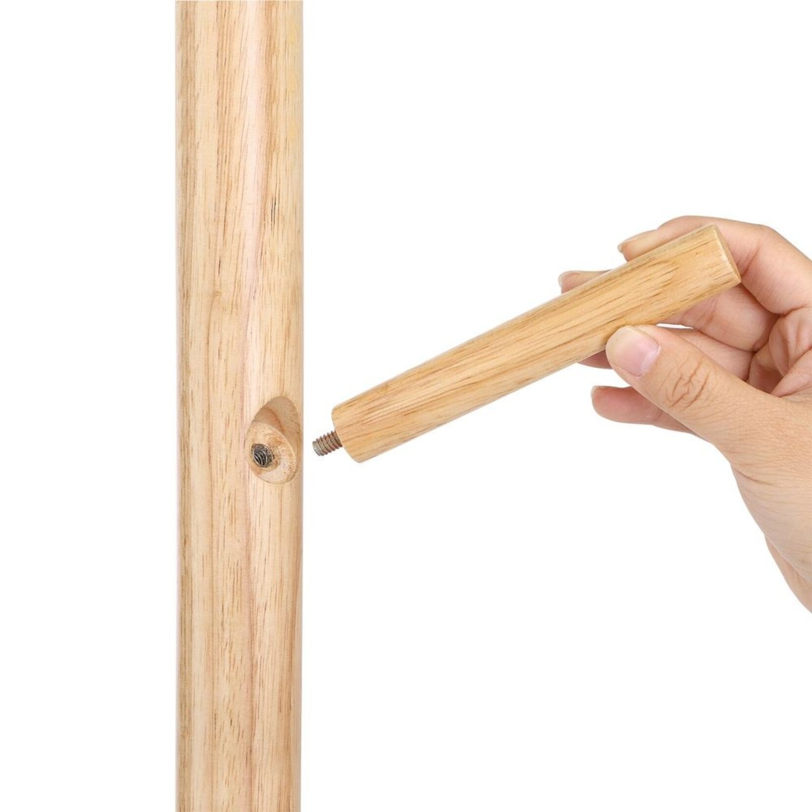 Parya Home Parya Home Solid Wood Coat Rack - Tree-shaped clothes rack with 8 hooks and 3 adjustable heights, natural wood