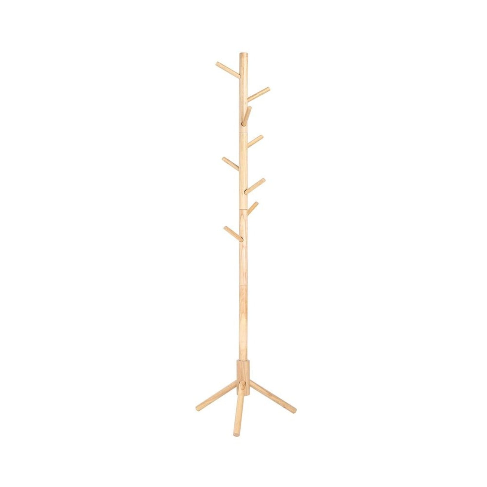 Parya Home Solid Wood Coat Rack - Tree-shaped clothes rack with 8 hooks and 3 adjustable heights, natural wood