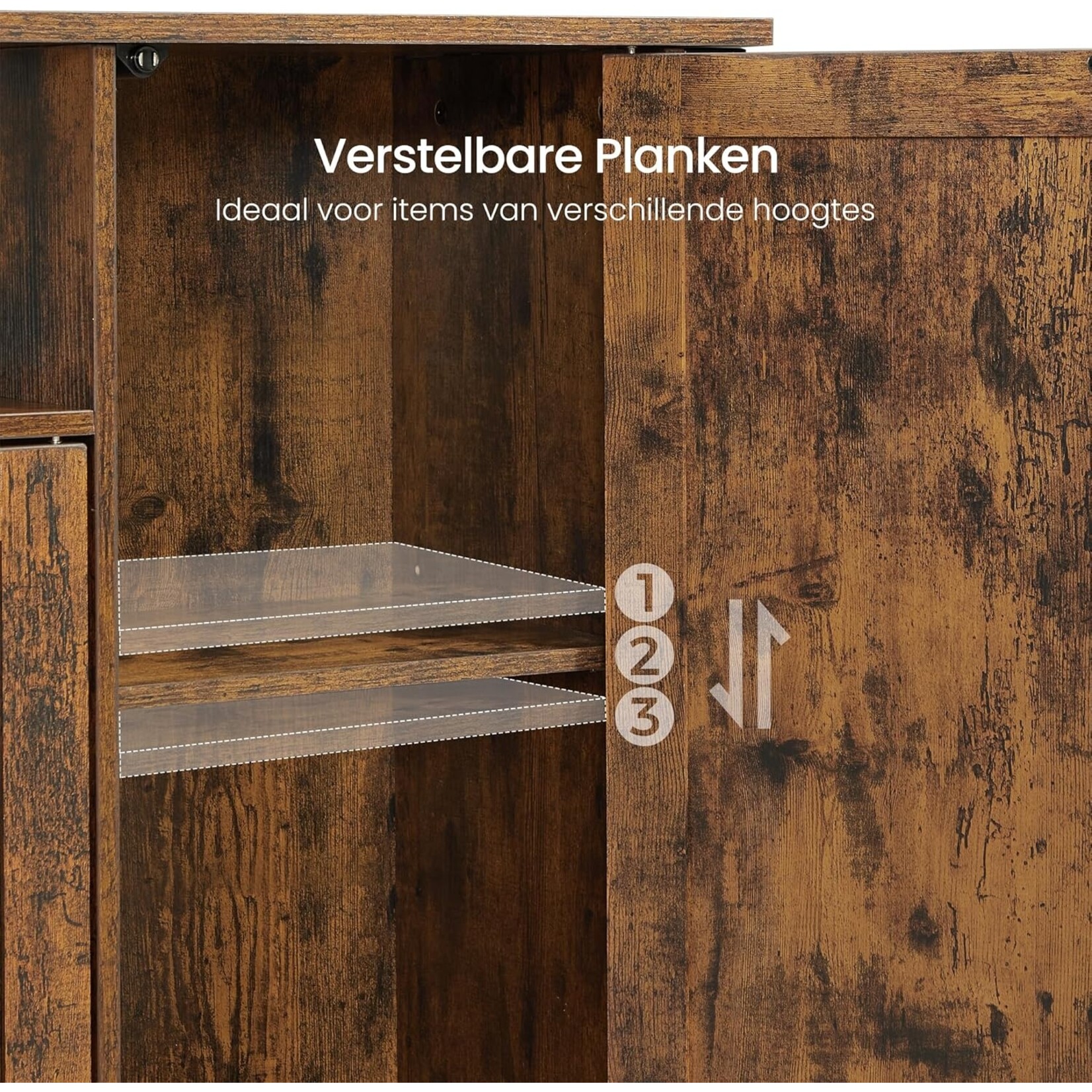 Parya Home Parya Home Industrieel Dressoir – Keukenkast met 3 deuren, ideaal voor woonkamer, keuken of eetkamer, 110 x 33 x 75 cm, vintage bruin-zwart