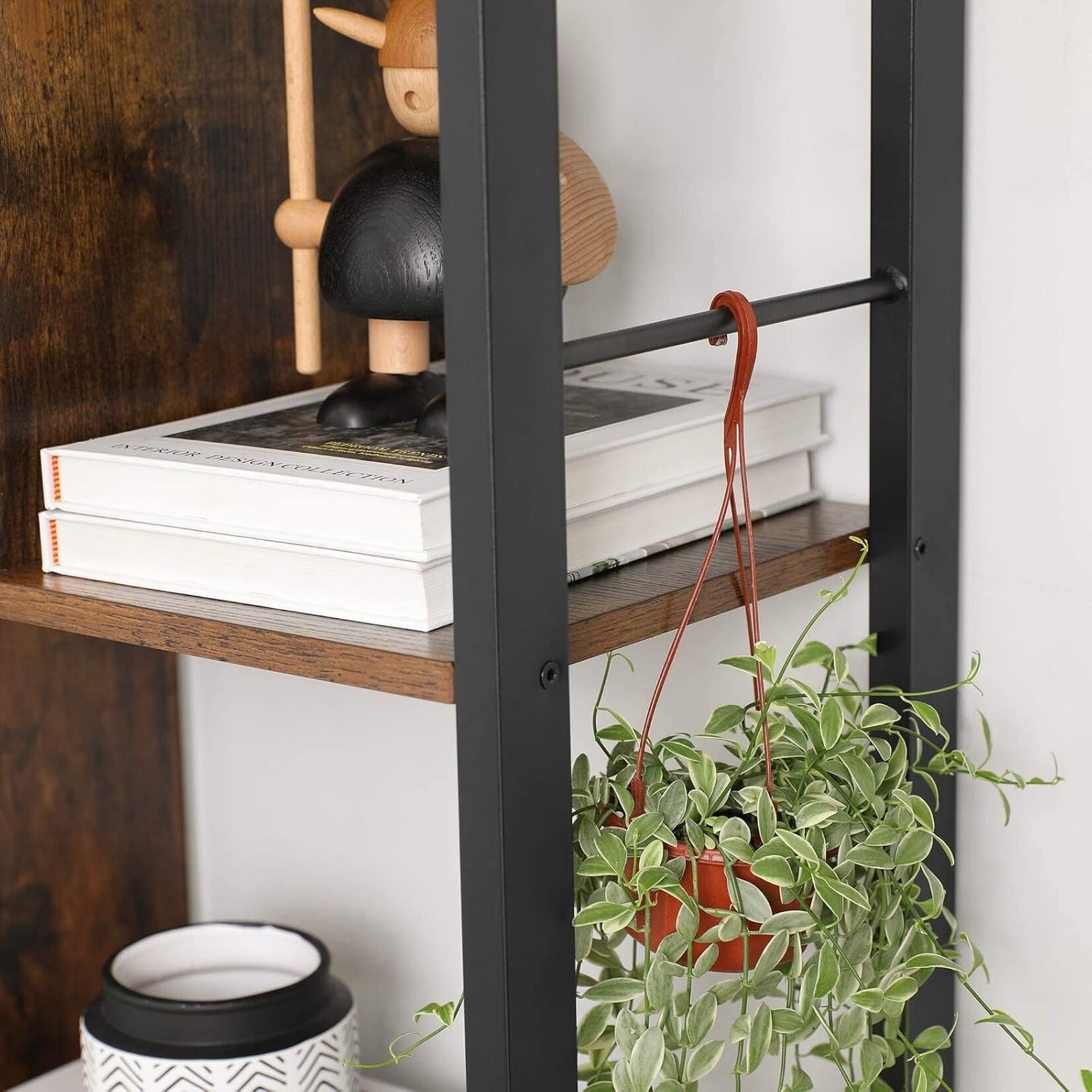 Parya Home Industriële Boekenkast – Staande kast met 4 open legplanken, stevig stalen frame, vintage bruin-zwart