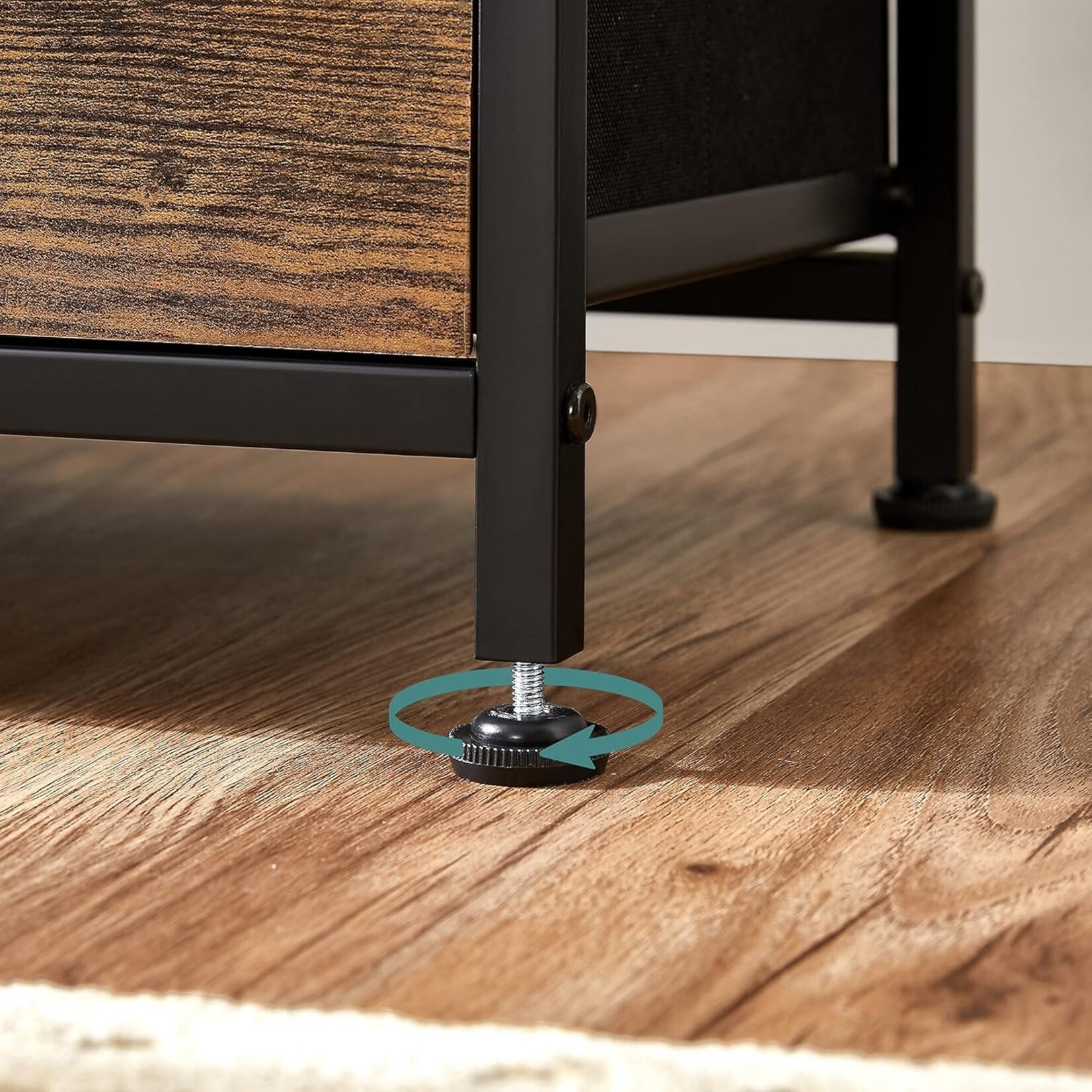 Parya Home Parya Home Industriële Commode – Opbergkast met 7 stoffen laden en metalen frame, rustiek bruin-zwart