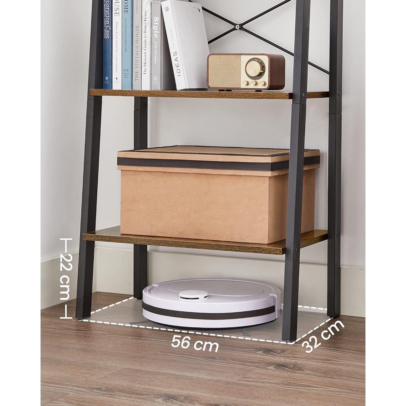 Bobbel Home Boekenkast Industrieel - Boekenstandaard - Ladderkast 5 Laags 56 x 34 x 172 cm