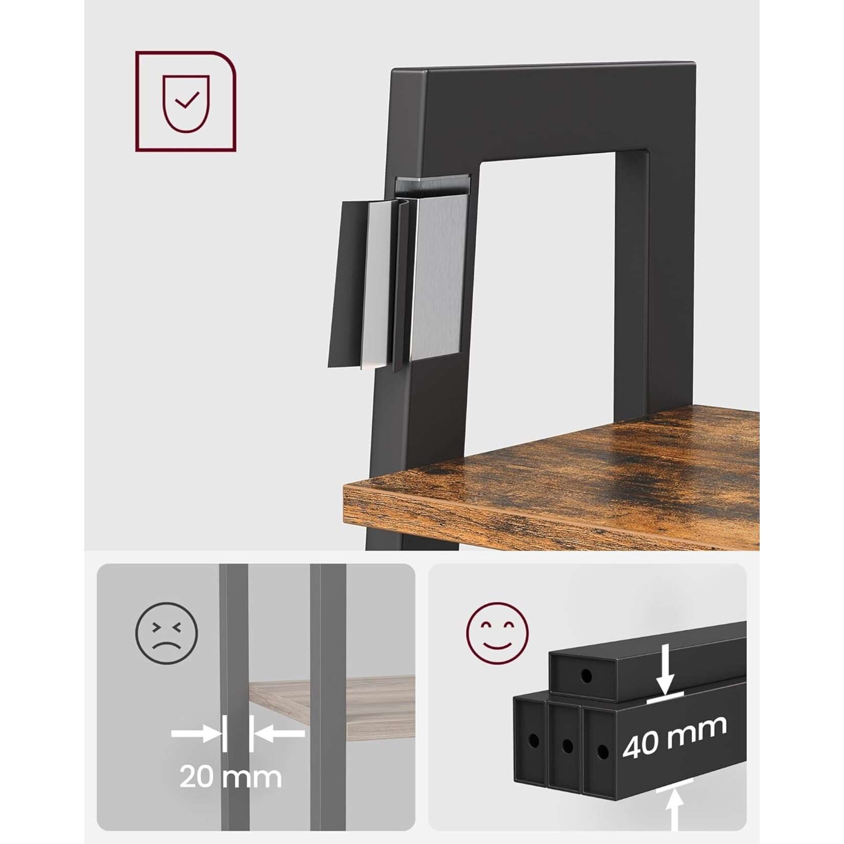 Bobbel Home Boekenkast Industrieel - Boekenstandaard - Ladderkast 5 Laags 56 x 34 x 172 cm