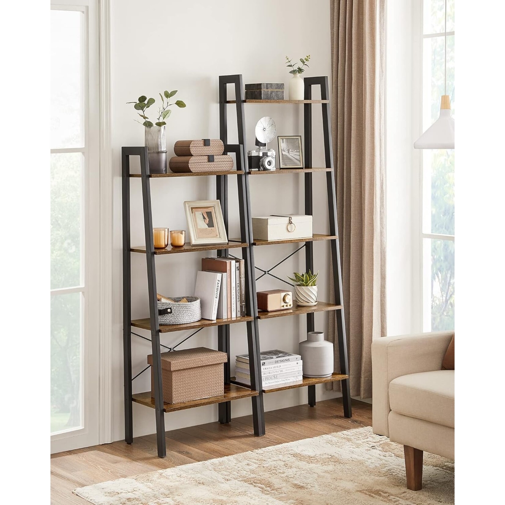 Bobbel Home Boekenkast Industrieel - Boekenstandaard - Ladderkast 5 Laags 56 x 34 x 172 cm