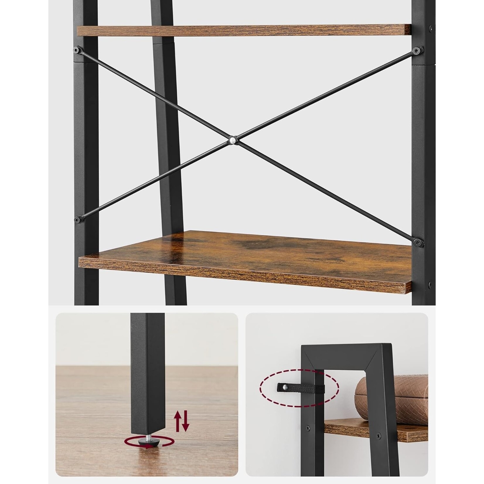 Bobbel Home Bookcase Industrial - Book Stand - Ladder Cabinet 5 Layer 56 x 34 x 172 cm