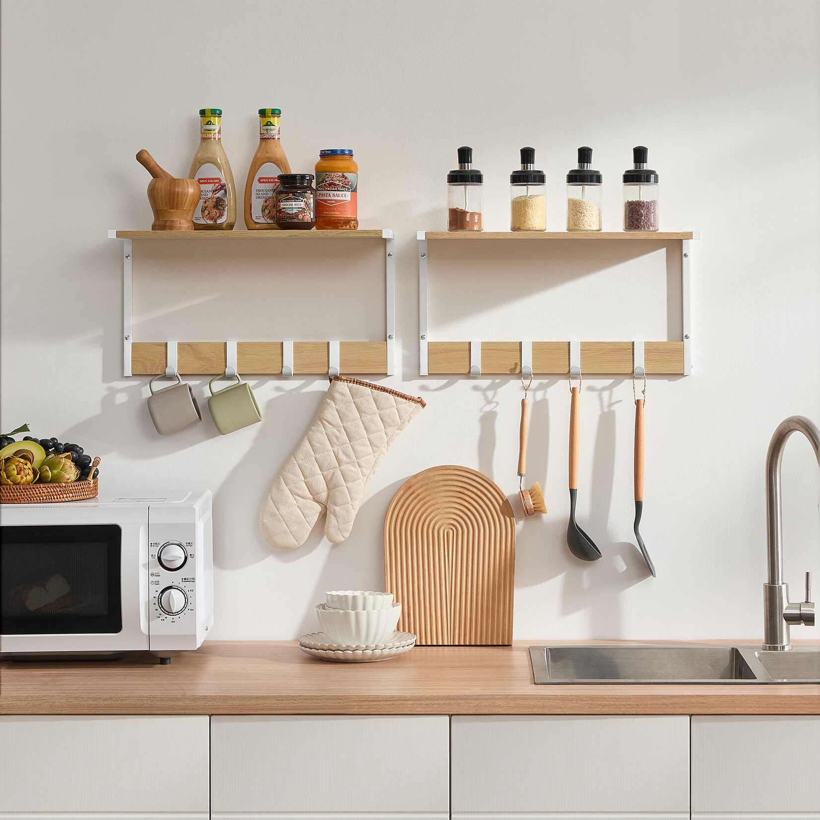 Bobbel Home Stijlvolle Wandplanken van Bobbel Home – Set van 2 - Naturel Wit