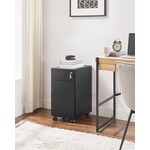 Parya Home Ladeblok met afsluitbare - Ladeblok bureau op wieltjes- 3 Lades - metaal - 30 x 45 x 60 cm zwart