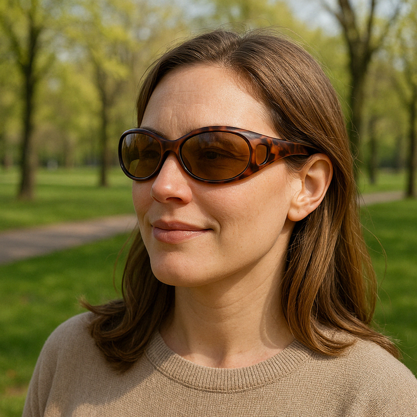 Overzet bril nachtzicht – Nachtbril – Mistbril – Autobril – Nachtblind - 400 UV-bescherming  - Bruin Gevlamd