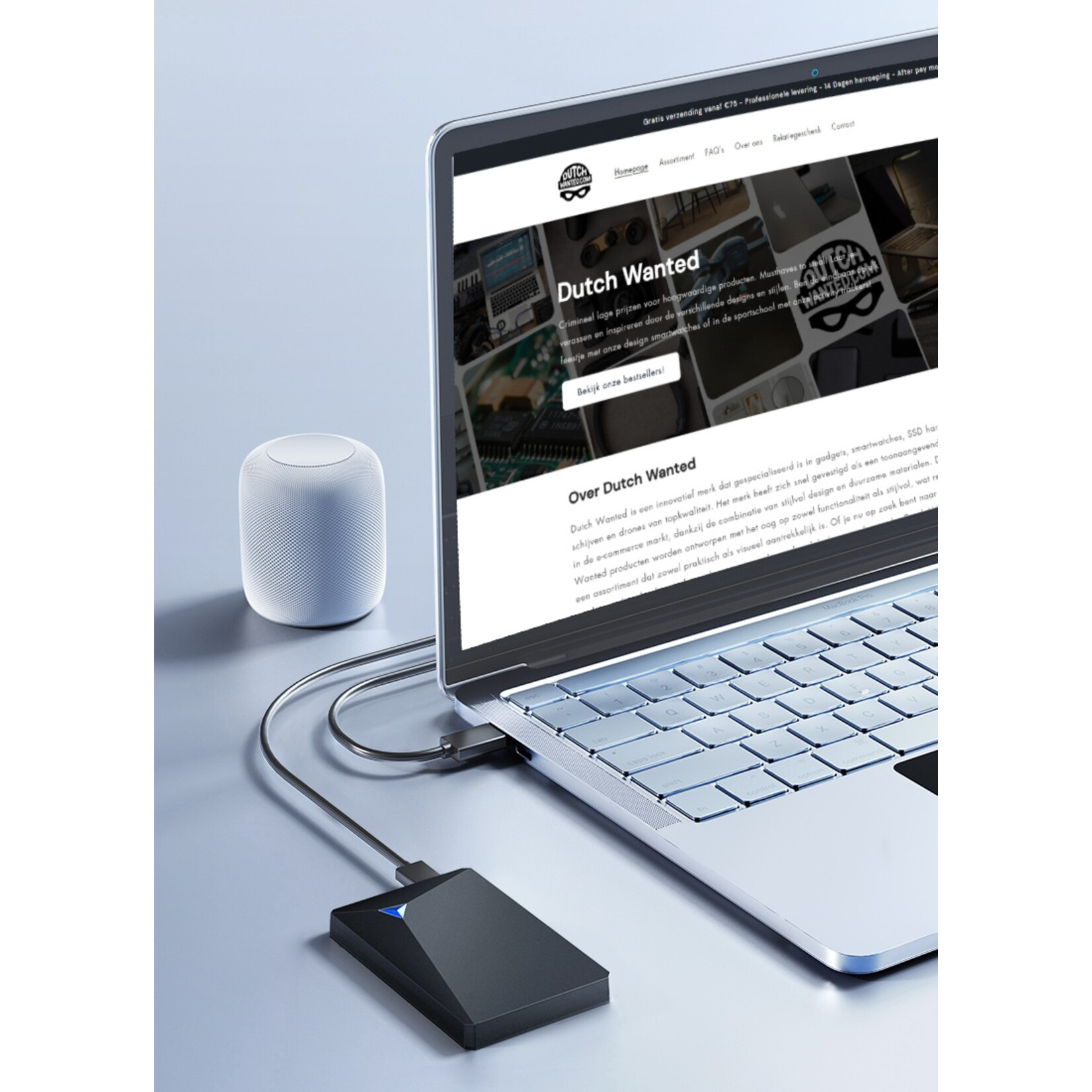 Dutch Wanted Dutch Wanted Eaget Space Portable SSD External Hard Drive - 5 TB of Solid State Storage - Plug and play - Portable storage - Storage external PC or laptop - USB 3.2 - Hard drive expansion - Copy