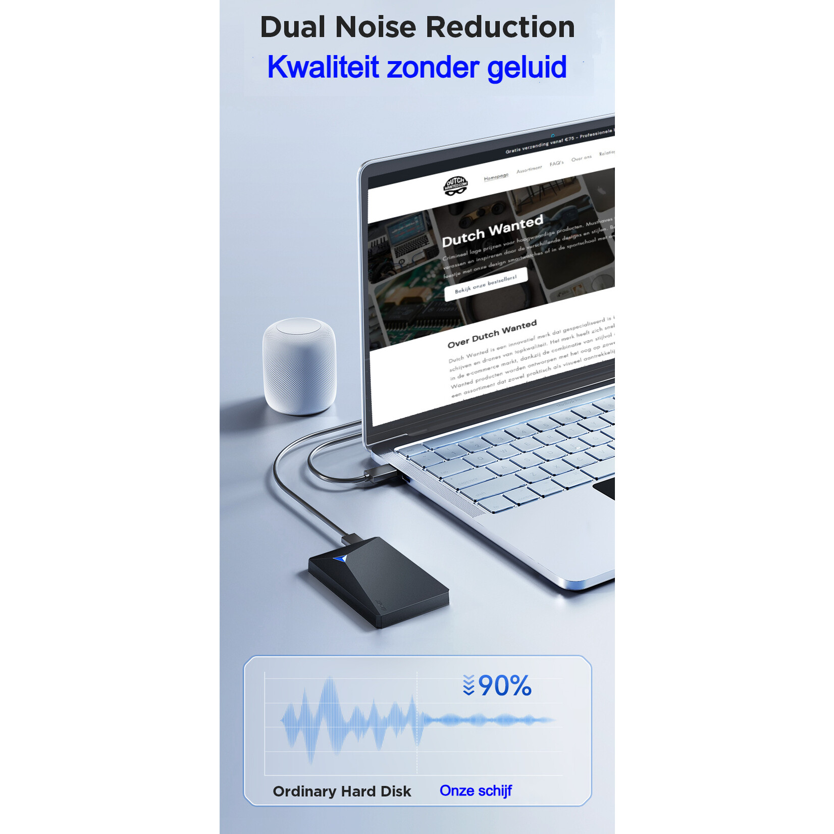 Dutch Wanted Dutch Wanted Eaget Space Portable External Hard Drive - 250GB of Solid State Storage - Plug and play - Portable storage - Storage external PC or laptop - USB 3.2 - Hard drive expansion