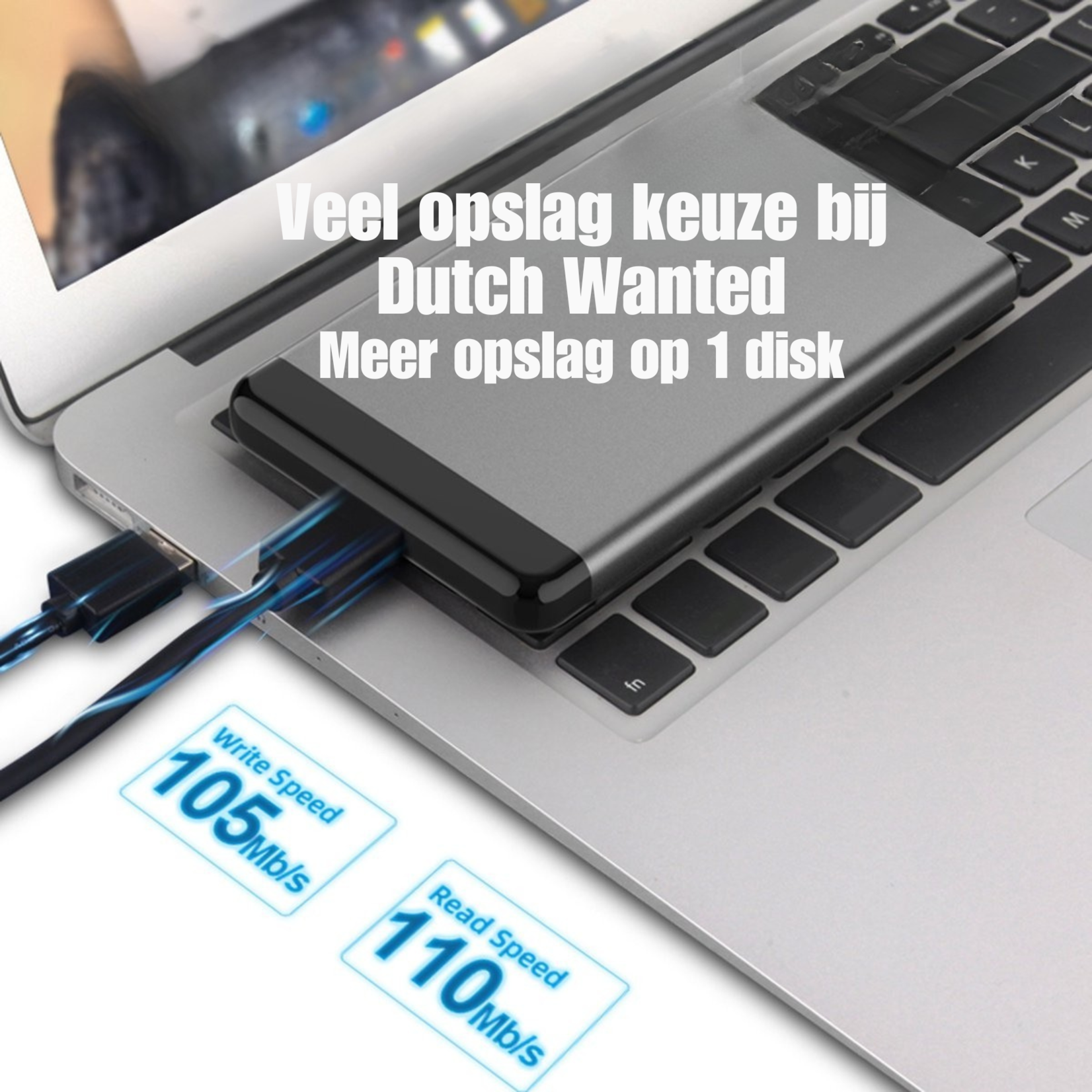 Dutch Wanted Dutch Wanted Eaget Draagbare SSD Externe Harde Schijf - 500GB aan Solide State Opslag - Plug and play - Portable storage - Opslag extern pc of laptop - USB 3.2 - Harde schijf expansion