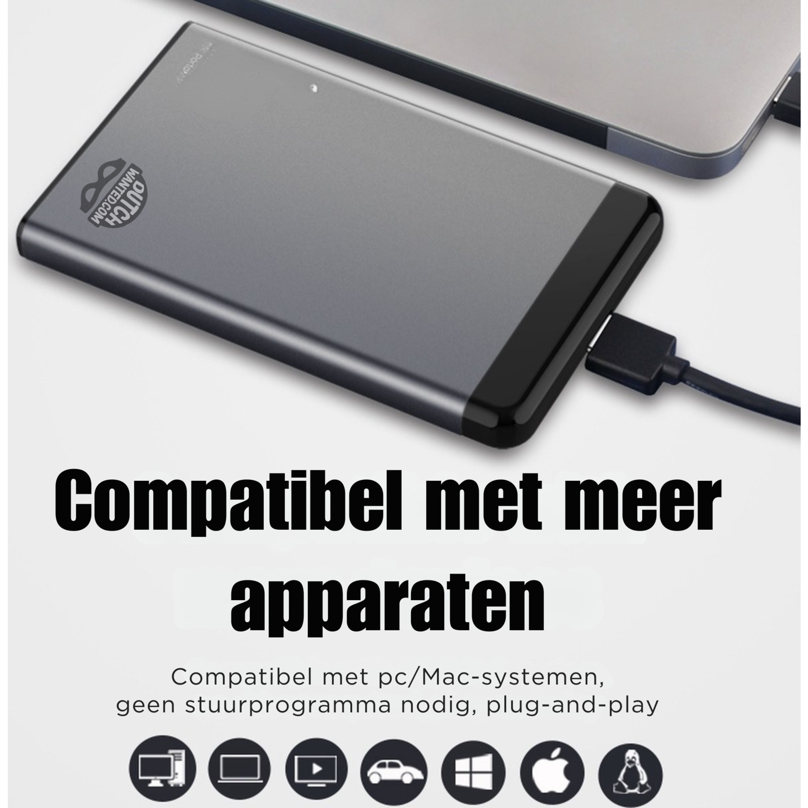 Dutch Wanted Dutch Wanted Eaget Portable SSD External Hard Drive - 1000GB of Solid State Storage - Plug and play - Portable storage - Storage external PC or laptop - USB 3.2 - Hard drive expansion