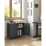 Parya Home Industriële Opbergkast – 80x40x76 cm – Met Deuren & Verstelbare Schappen – Zwart/Rustiek Bruin – Staal & Hout – Stabiel & Duurzaam – Voor Woonkamer, Hal of Kantoor